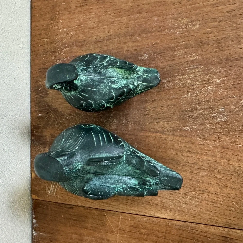Vintage‎ Metal Green Patina Asian Decorative Bird Figurines